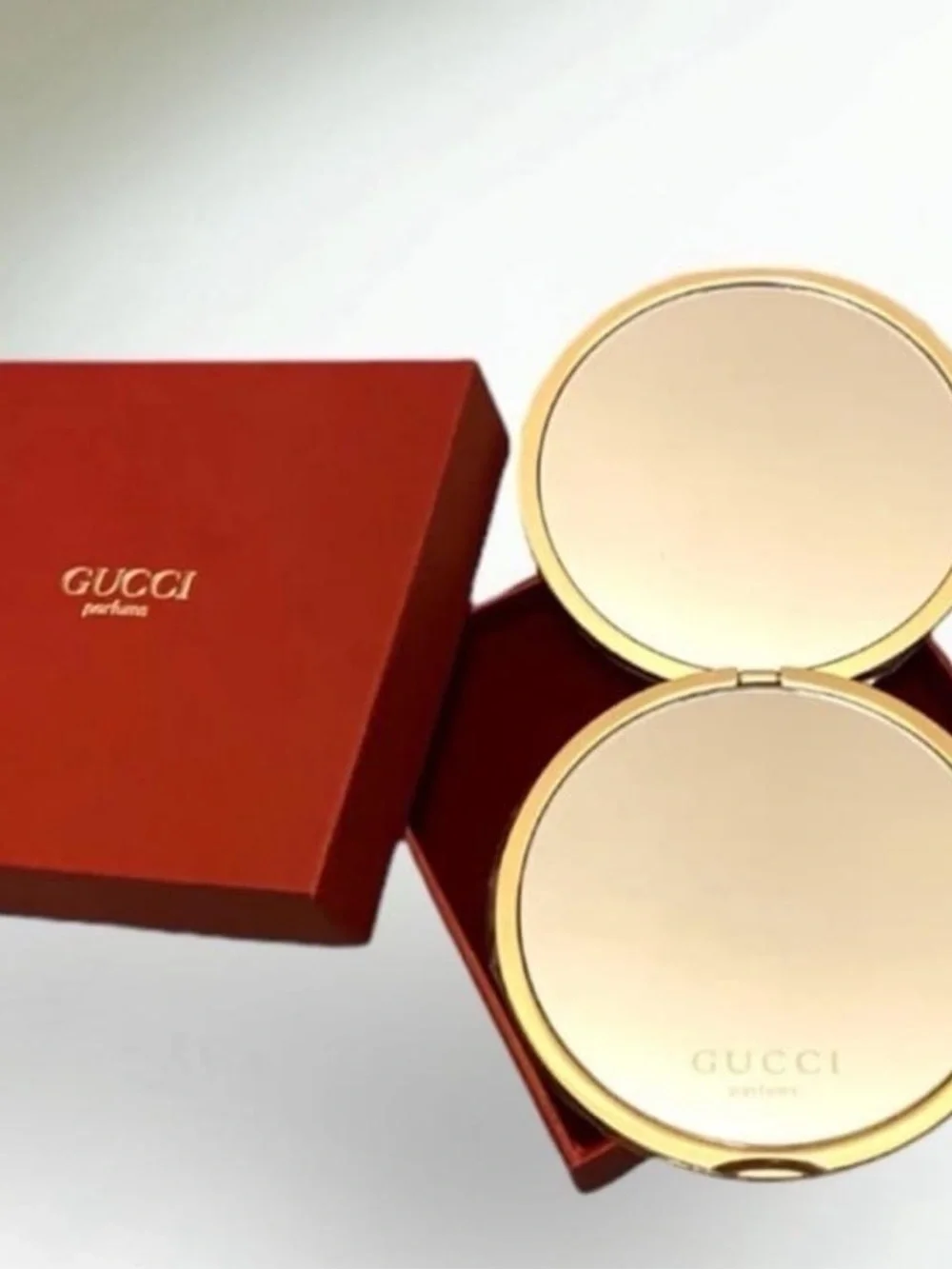 Gucci Parfums Gold Embossed Compact Mirror, NIB
